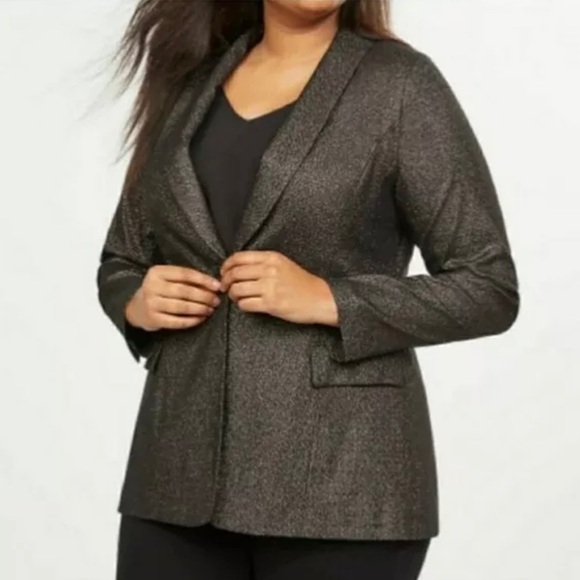 Lane Bryant Sparkly Blazer, Item # 358476, Black & Gold Occasion Jacket, size 18 - Picture 1 of 12
